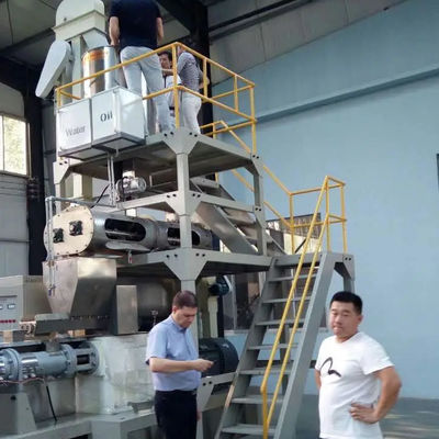 Máquina de produção de pellets de alimentos para animais de estimação de extrusão de parafusos duplos para processamento de automação completa