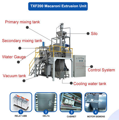 Máquina de produção de macarrão e massas para produção de linha de processamento de alimentos e 35kw de potência