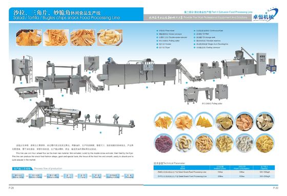 250 kg/h Linha de produção de alimentos de aço inoxidável fritos Nacho chips de milho