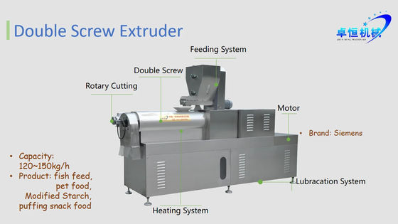 Máquina de extrusão flutuante para alimentação de peixes com capacidade máxima 120-150/250-300/500-800/1000-1200 kg/h