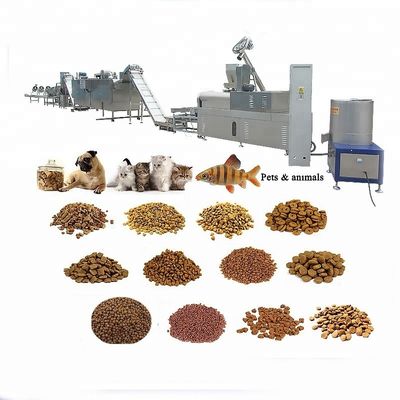 Linha de extrusão de pellets de alimentos para animais de estimação de grande capacidade de construção de aço inoxidável